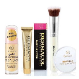 Prebase Gold Anti-wrinkle+Make-up Cover+ Polvo + Brocha