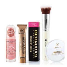 KIT Prebase Rose Energy+Make-up Cover+ Polvo+ Brocha